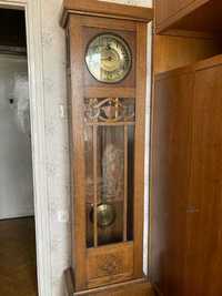 Antyczny Zegar stojący FMS piękna skrzynia, 2 wagi, ładne brzmienie