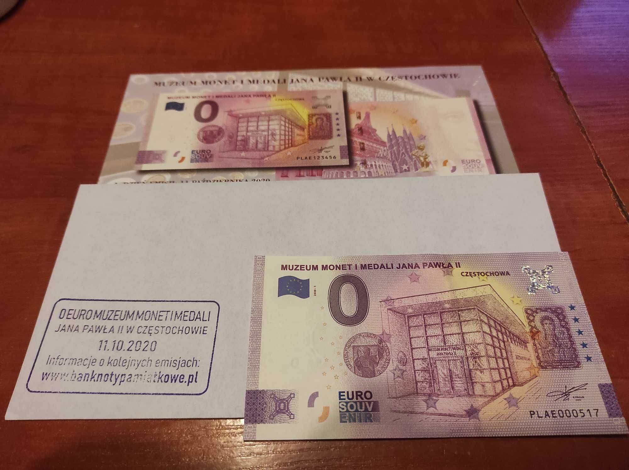 Banknot 0 euro Częstochowa Muzeum Monet i medali JP II