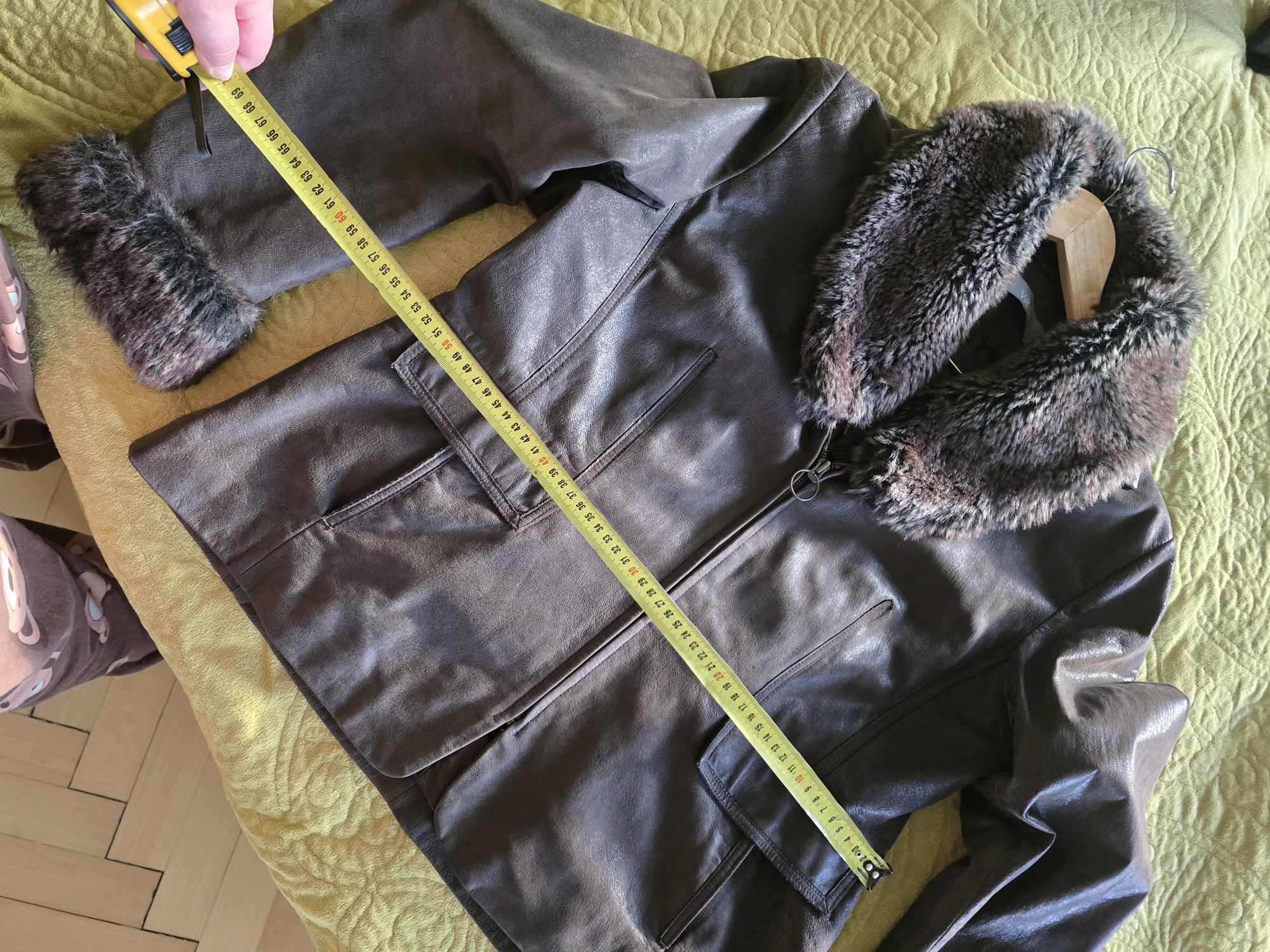 Skórzana kurtka eko z futerkiem