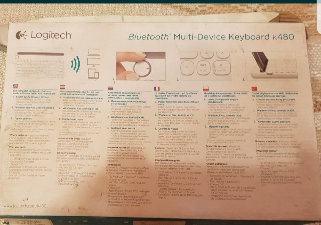 Klawiatura Logitech K480, Bluetooth BT.