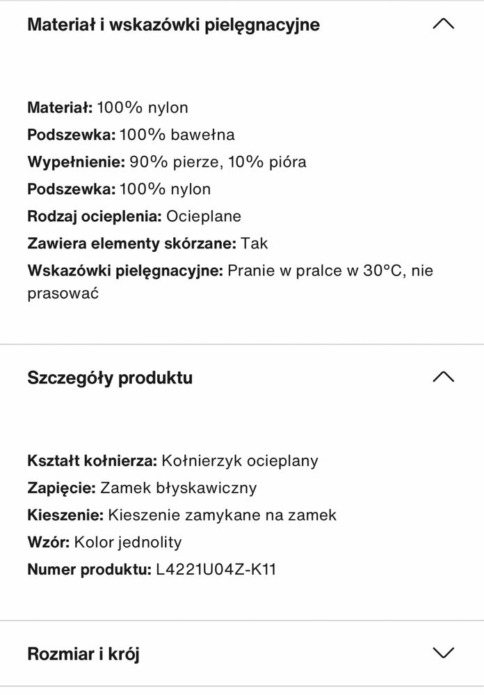 Ralph Lauren płaszcz /kurtka puchowa rozm. M - NOWY z metkami