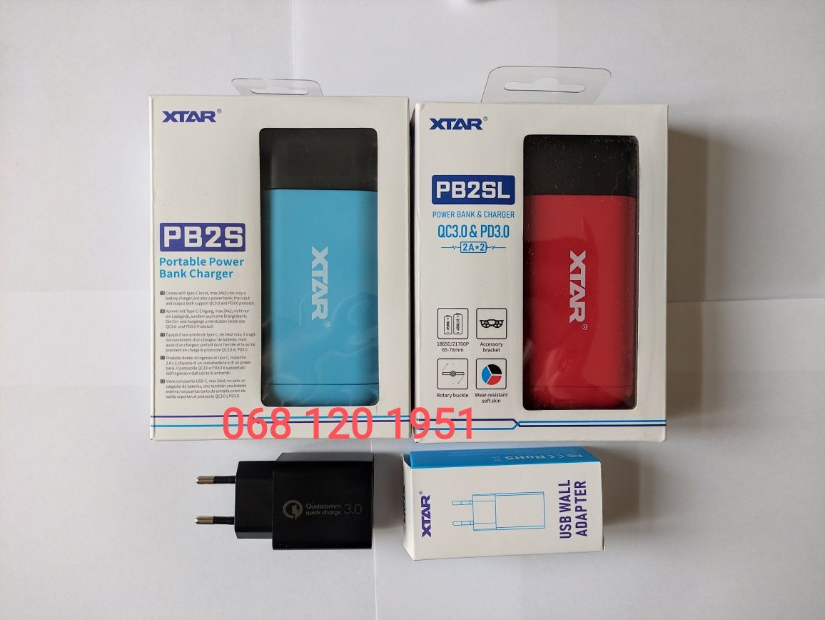 PB2S PB2SL XTAR 2в1 Зарядное устройство/павербанк 18650/20700/21700