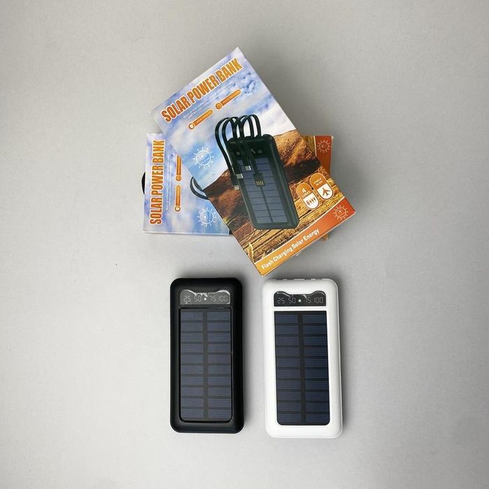 Power Bank Solar з кабелем USB+Micro+Type-C+Lightning (10000mAh)