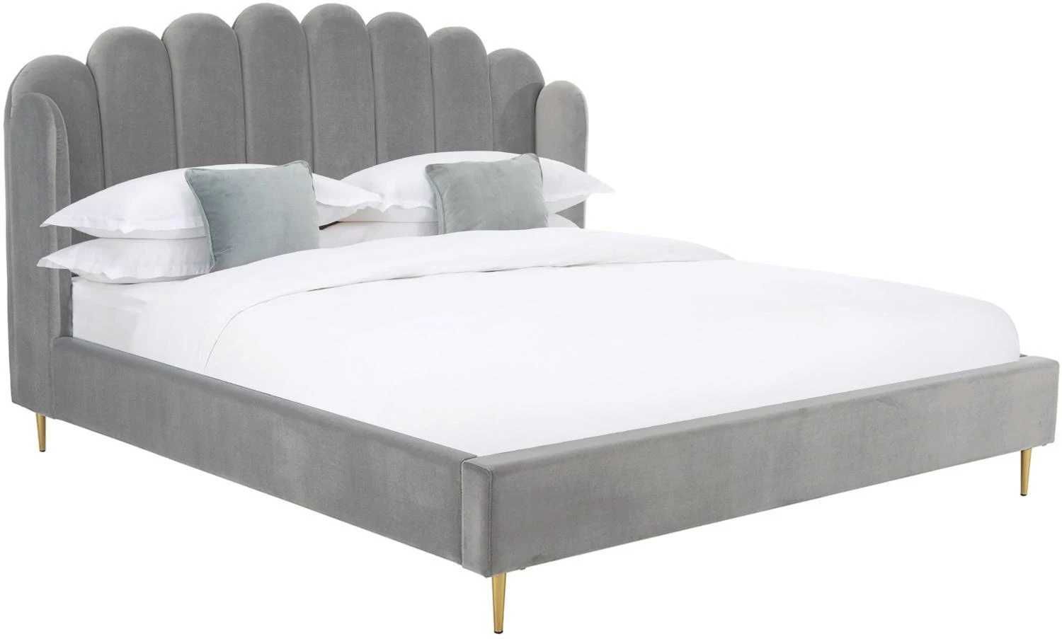 Łóżko tapicerowane z aksamitu Glamour szare