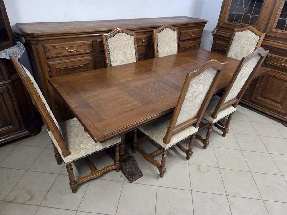 Zestaw 100% dębowy stół 6 krzeseł transport meble holenderskie