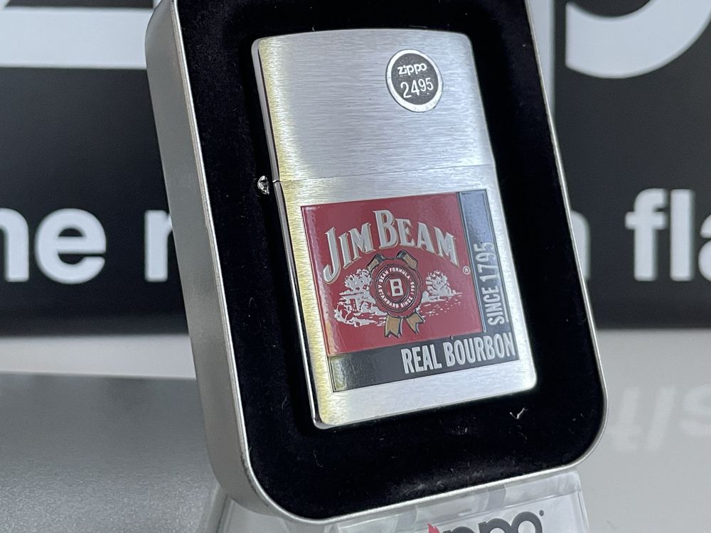 Zapalniczka Zippo 2005 Jim Beam Real Bourbon, szczotkowany chrom, NOWA