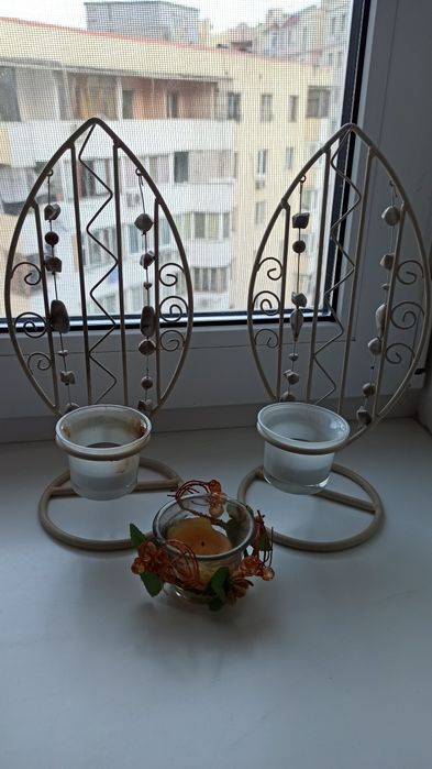 Подсвечник металлический свечи йога для медитации камни уют в комнате