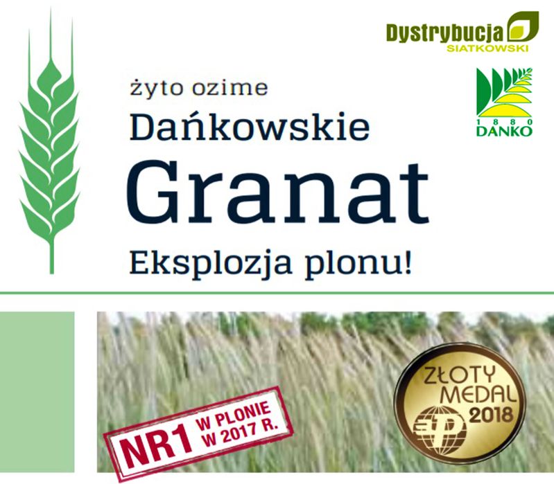 Kwalifikowane nasiona żyta ozimego Dańkowskie Granat C/1