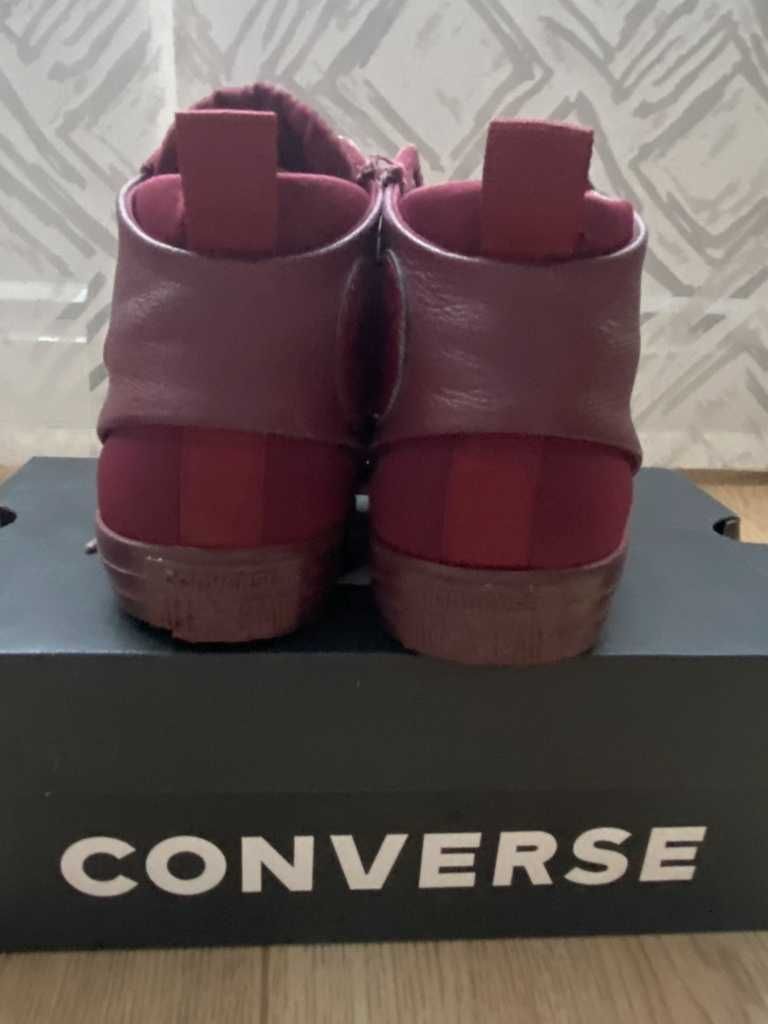 Converse кеды кожаные, красные бордовые, размер 37,5