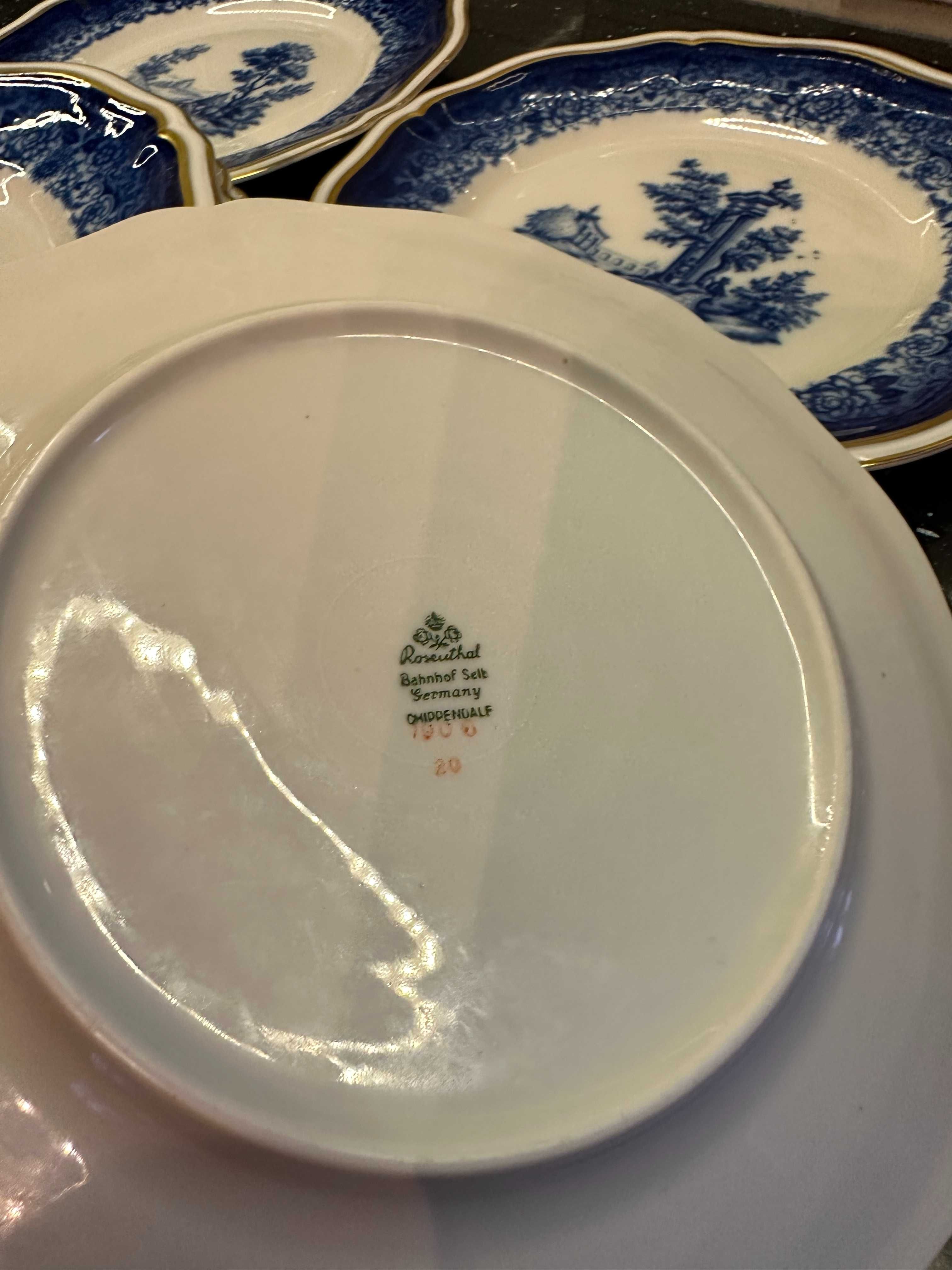 Rosenthal Chippendale kobaltowe talerzyki przystawkowe duże 11 sztuk