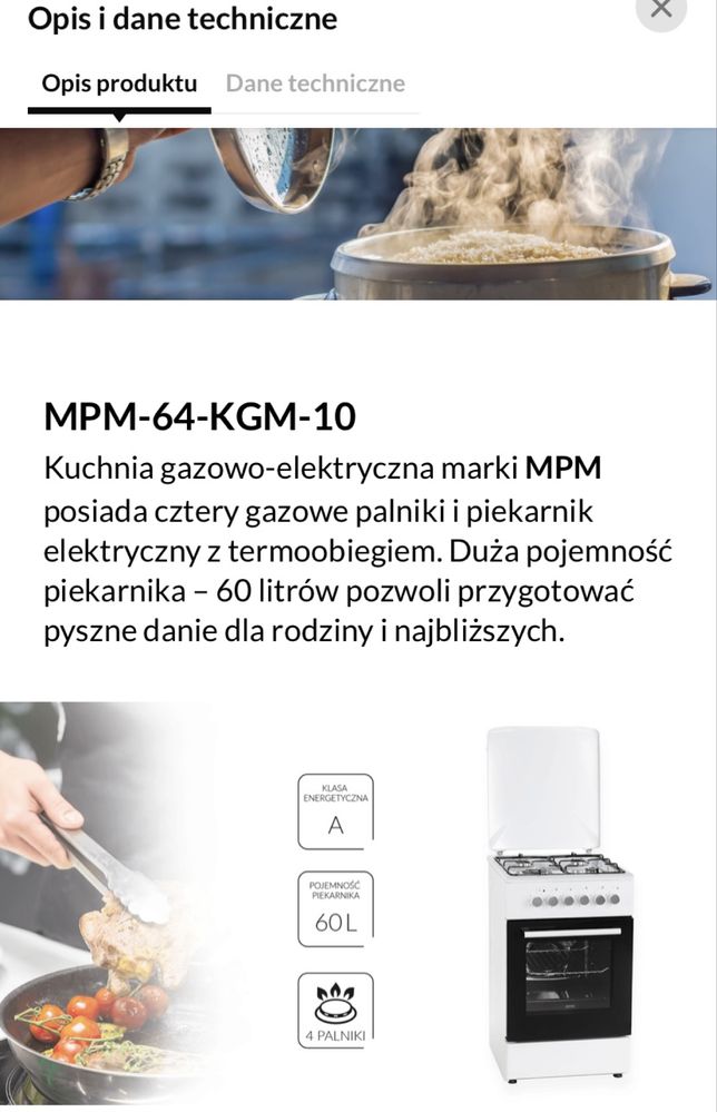 Kuchenka gazowo elektryczna