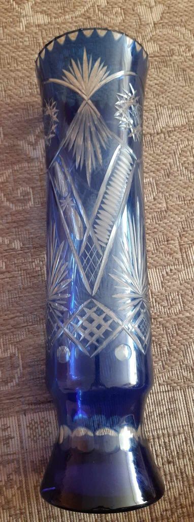 Wazon kryształowy kobalt Prl 55 cm