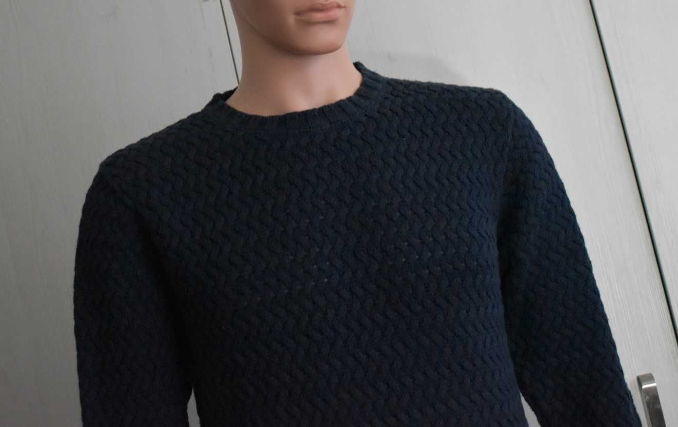 Sweter Burberrys dzianinowy M sweterek prosty navy granatowy męski