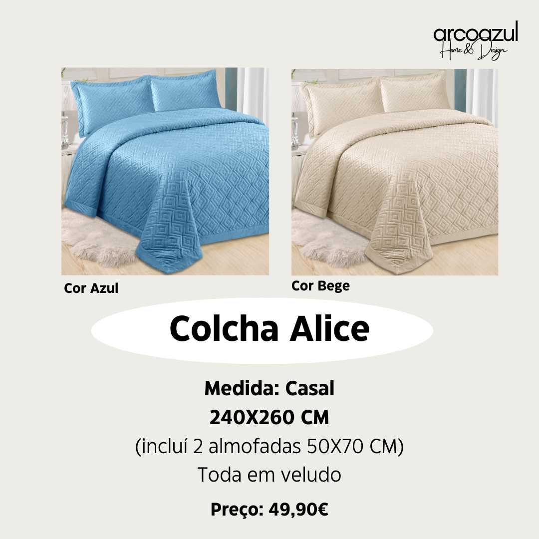 Colcha de Veludo de Casal Alice - 240x260cm - 2 cores  By Arcoazul