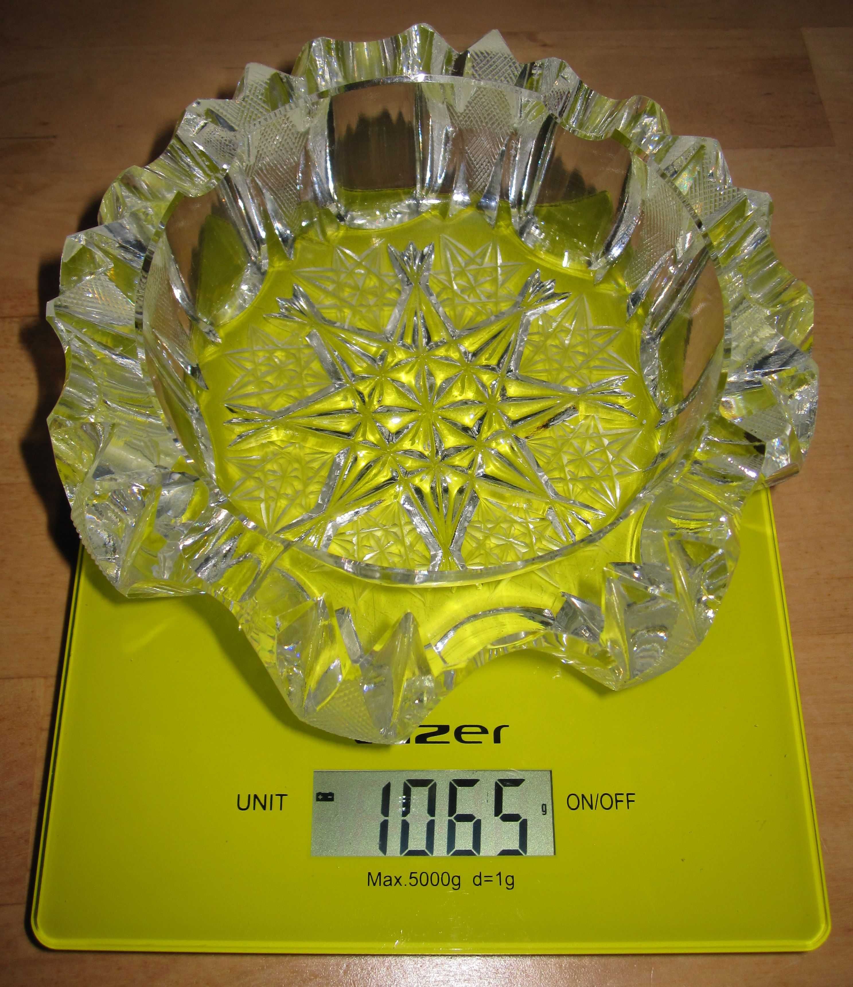 Popielniczka kryształ, szkło PRL ciężka ponad 1kg