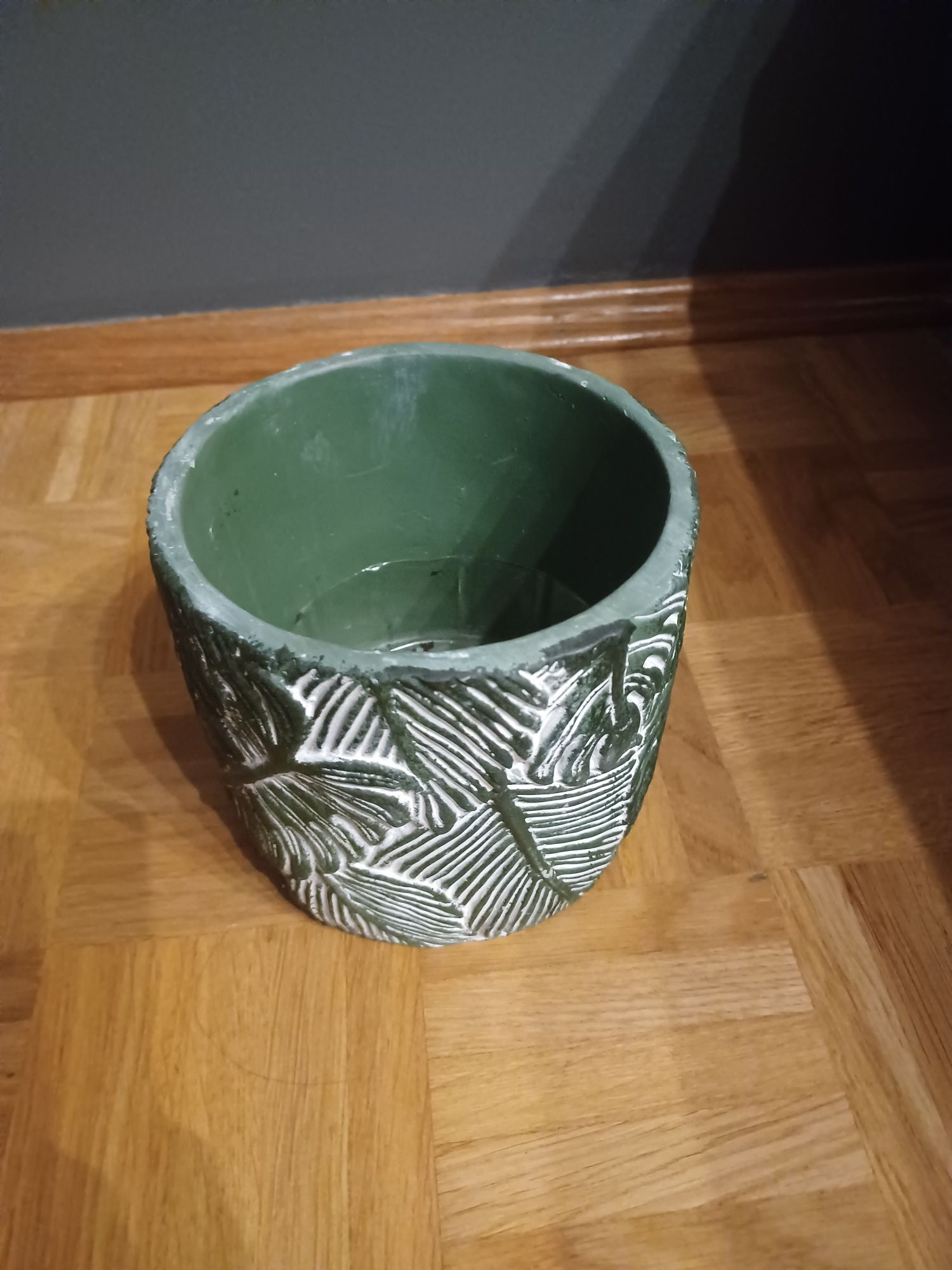 Donica ceramiczna zielone liście