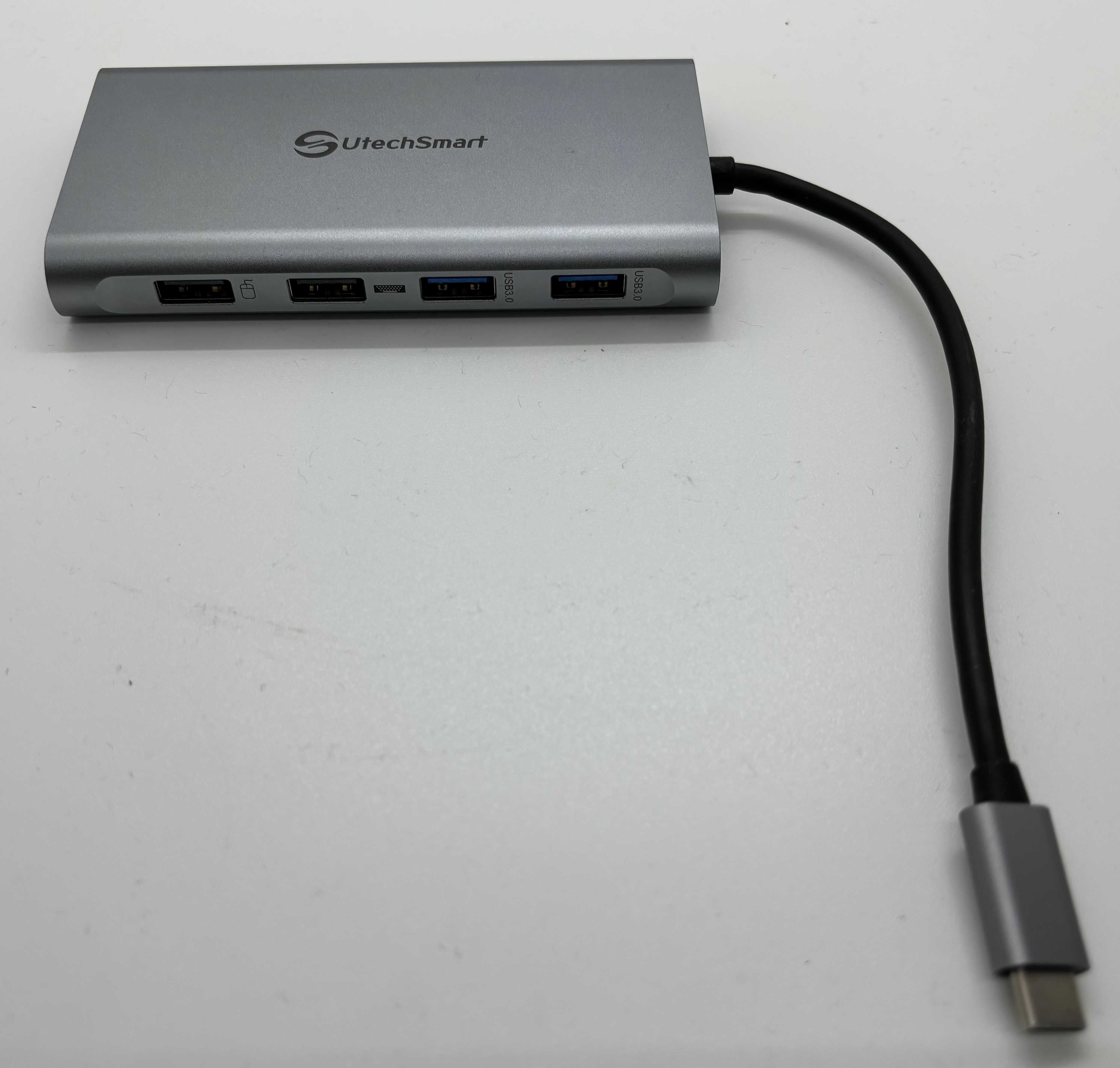 Hub USB C, UtechSmart 11 em 1, três ecrãs com 2 4K HDMI