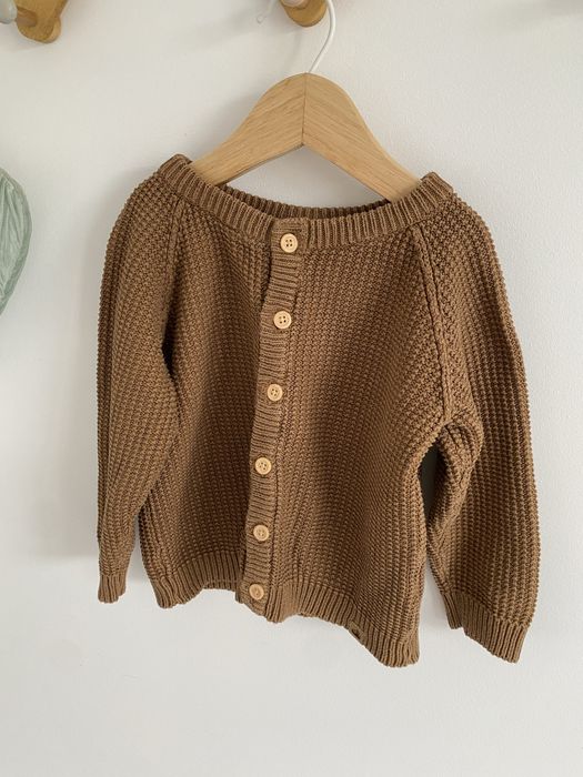 Sweter bawełniany beżowy brązowy name it 80 jak newbie