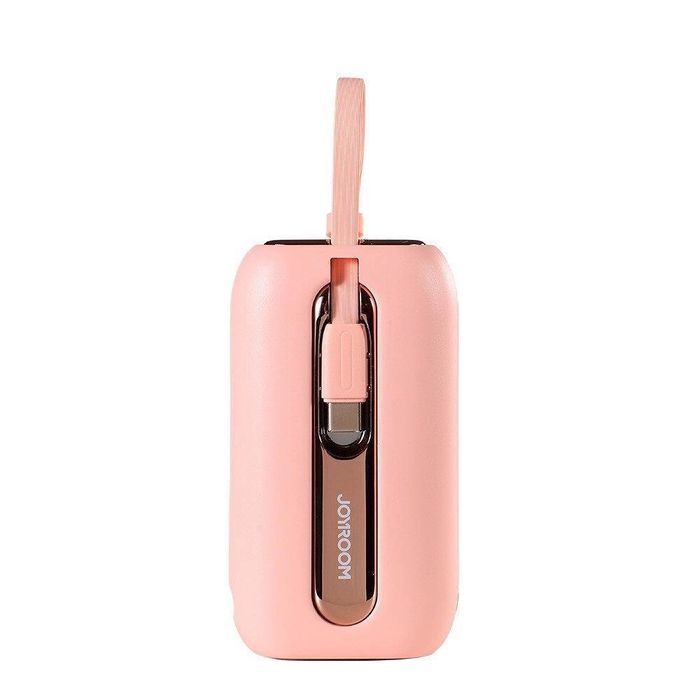 Joyroom mini powerbank 10000mAh 22.5W z kablami USB C Lightning różowy
