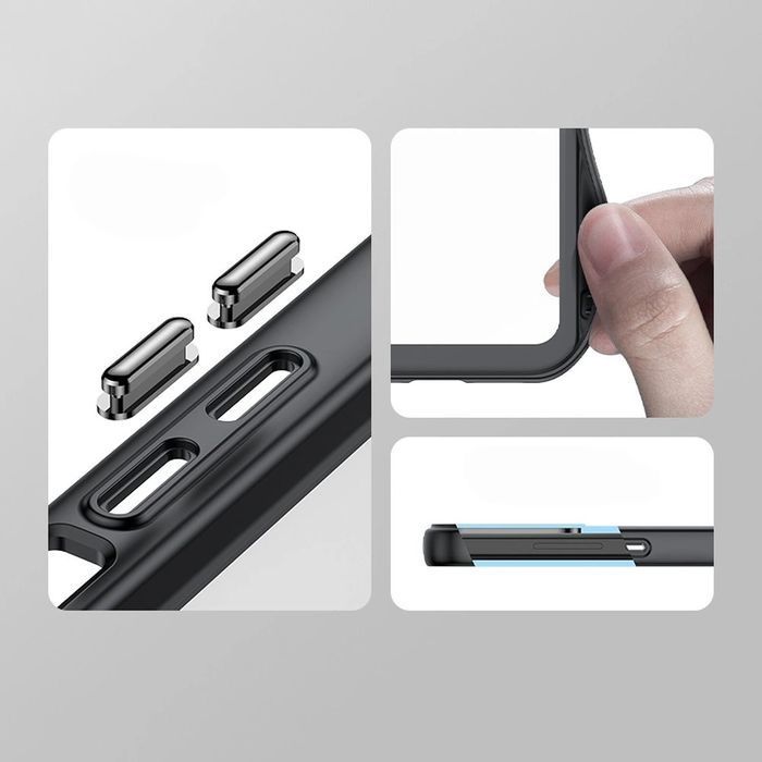 Wzmocnione etui z elastyczną ramką do iPhone 15 Pro - czarne