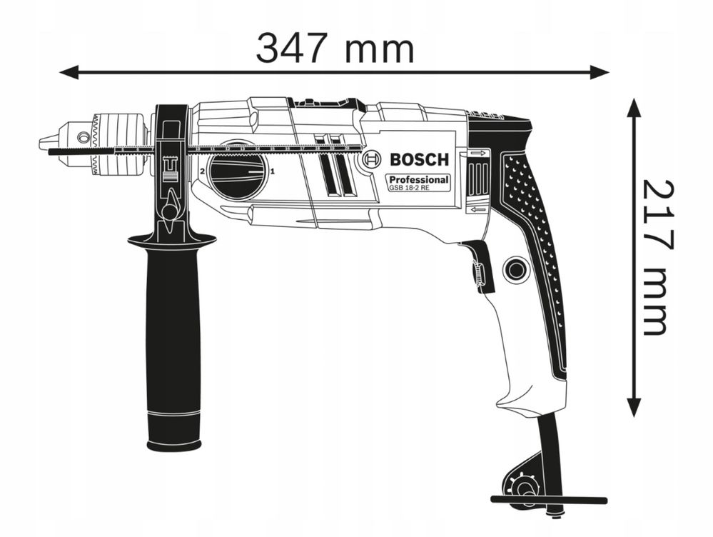 BOSCH Wietarka Udarowa 800 W GSB 18-2 Walizka