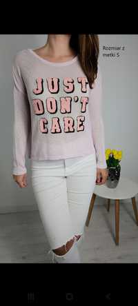 H&M jasnoróżowa bluzka Just don't care