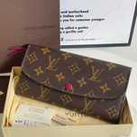Torby damskie Louis Vuitton długi portfel Róża czerwona przycisk