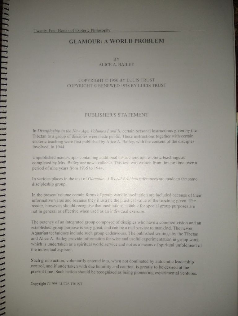 Alice A.Bailey Glamour a World Problem
