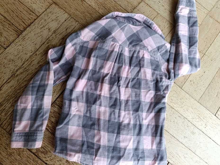F&F Koszula flanelowa różowo-szara dziewczęca rozmiar 4-5 years