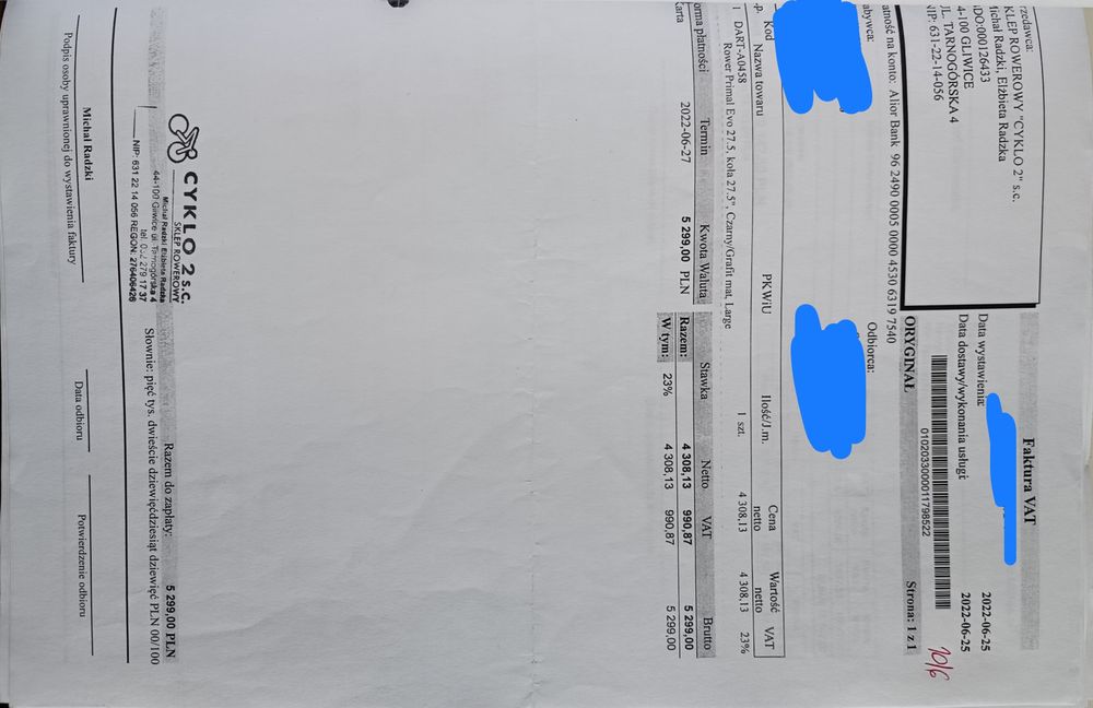 Dartmoor Primal Evo L - Faktura -FV