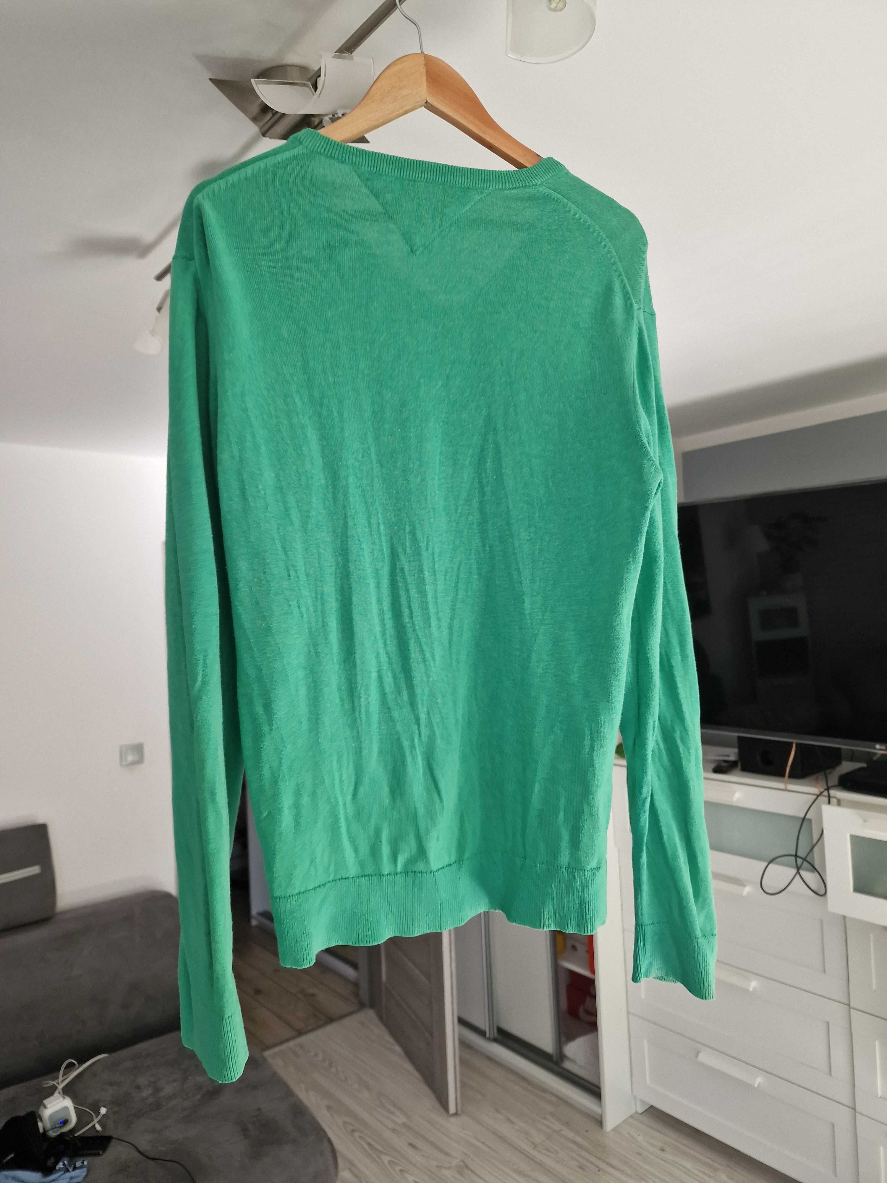 Męski sweter Tommy Hilfiger roz. XL, zielony, stan bdb. Sweterek