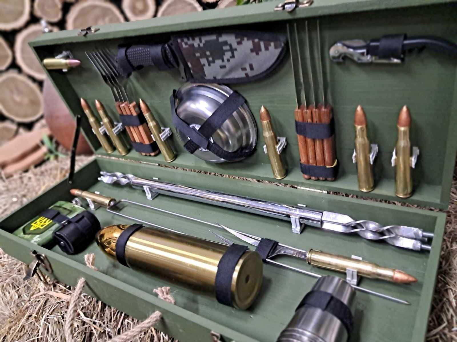 Набір шампурів з кулеметних гільз 12.7 мм в кейсі
