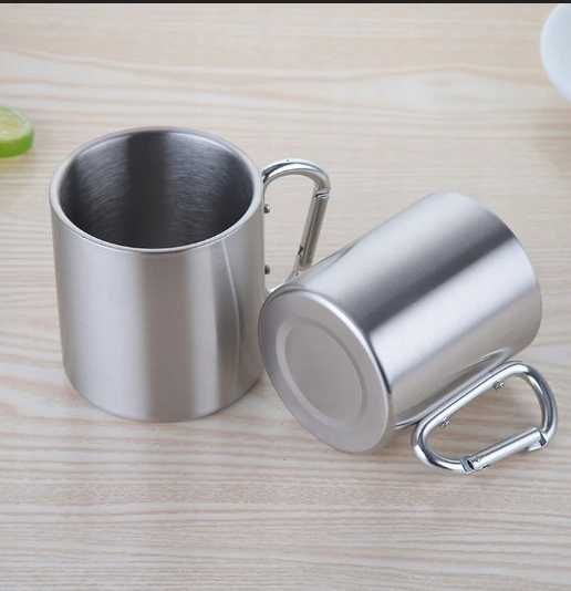 Kubek metalowy z karabińczykiem 2szt.