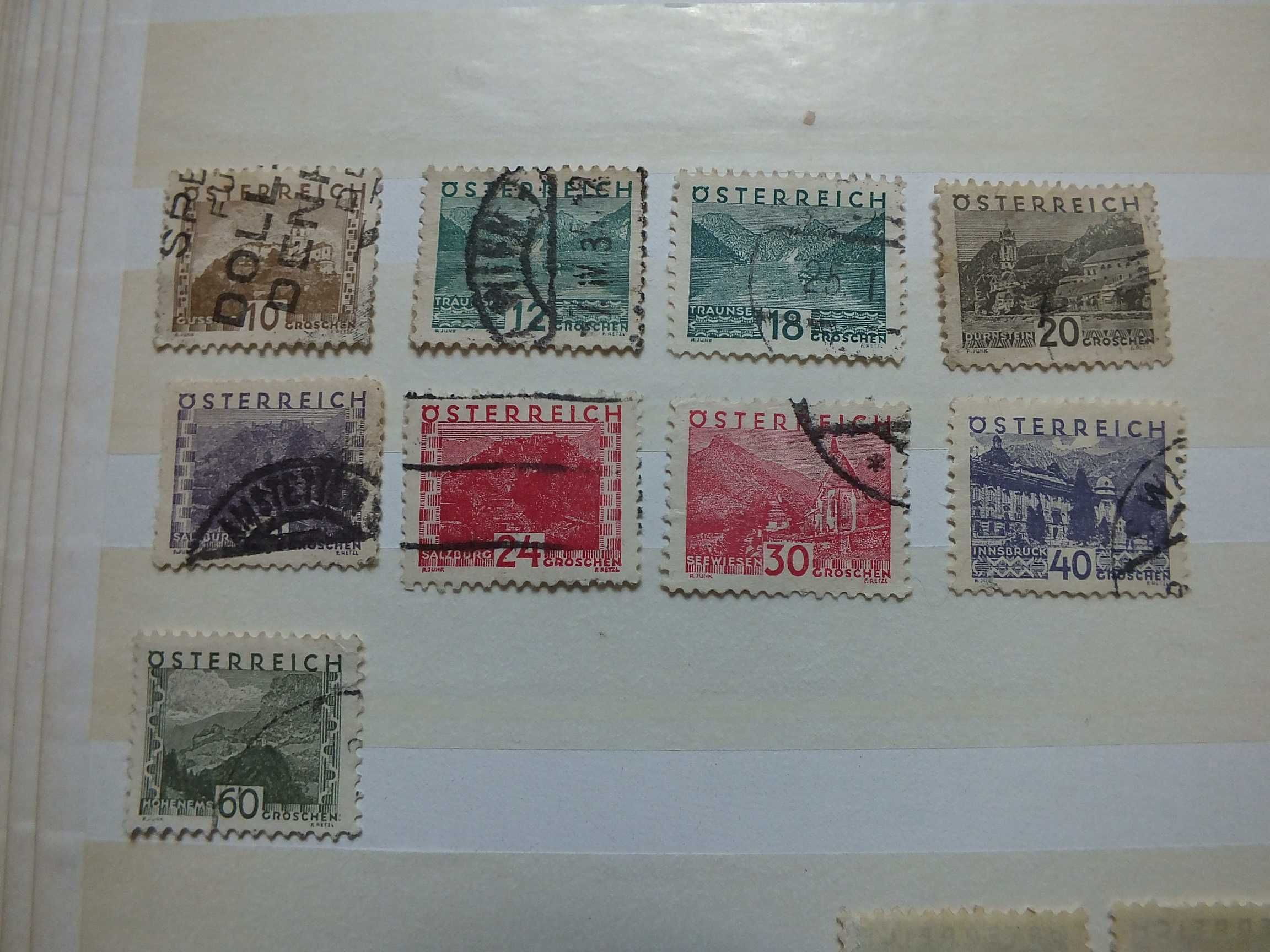 9szt. znaczki Mi530 Austria 1932r., Osterreich kasowane WIDOKI Góry