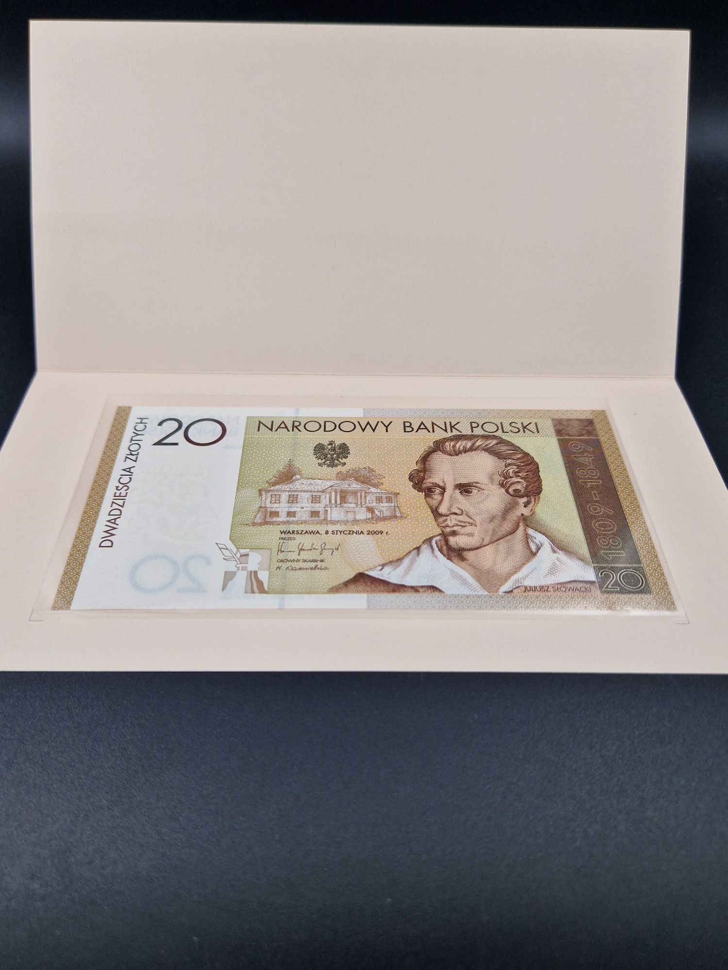 Banknot kolekcjonerski Juliusz Słowacki 20 zł NBP 2009 rok