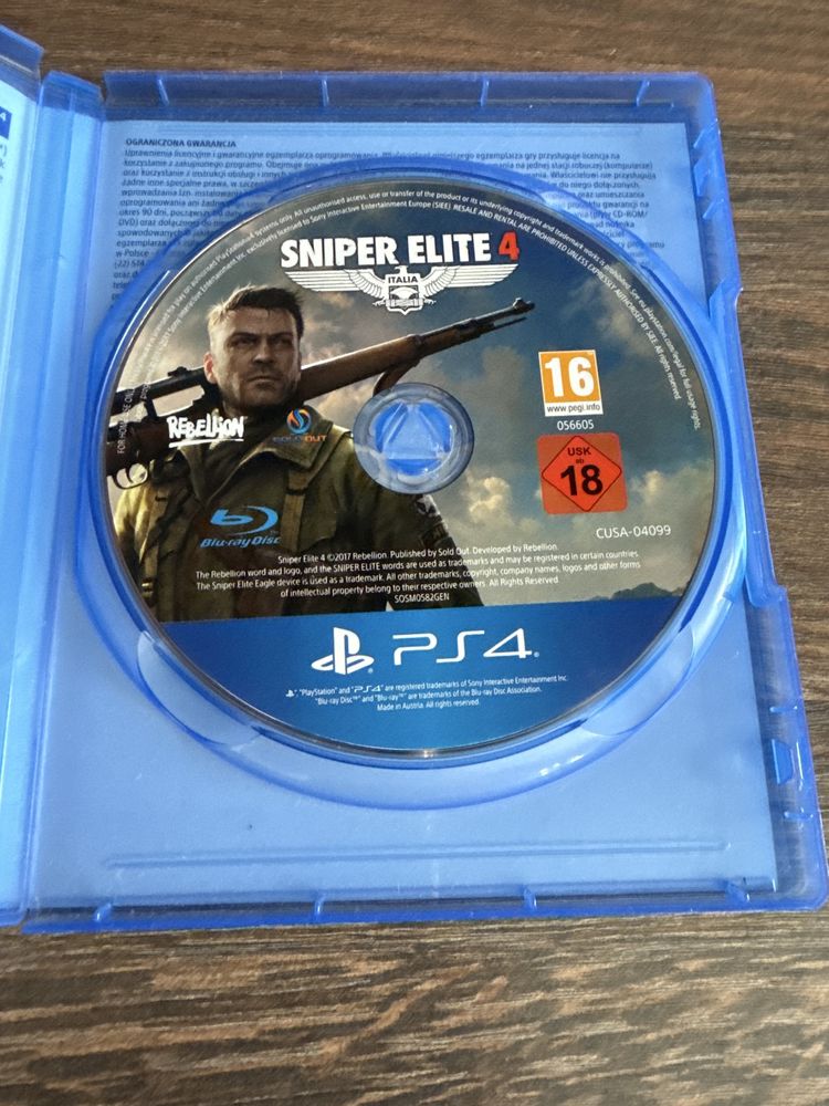 PlayStation Ps 4 Ps 5 Sniper Elite 4 Italia PL!