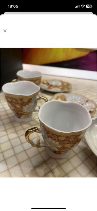 Три чашки + 2 блюдця yamasen порцелянові японія