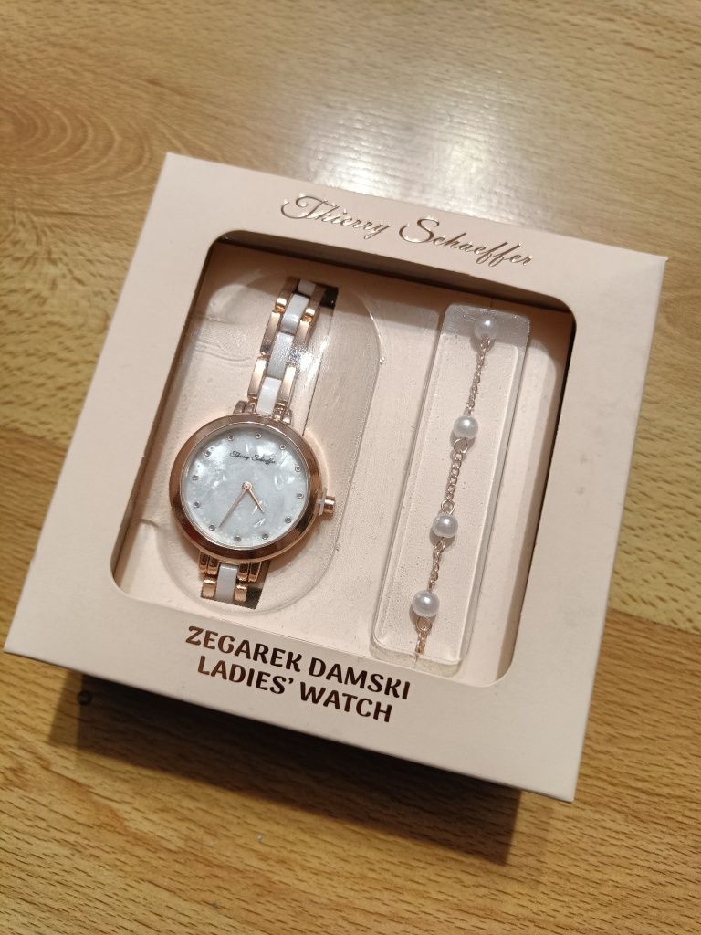Elegancki damski zegarek Thierry Schaeffer nowy z bransoletką