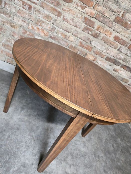 Stół okrągły rozkładany vintage prl po całkowitej renowacji