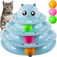 Zabawka interaktywna dla kota wieża z piłkami