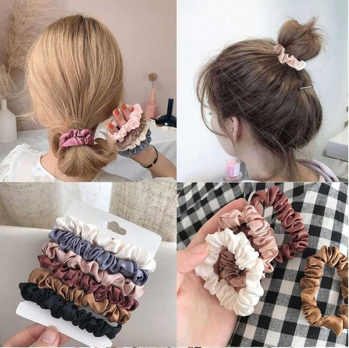 Gumki do włosów zestaw mini scrunchies 6 sztuk