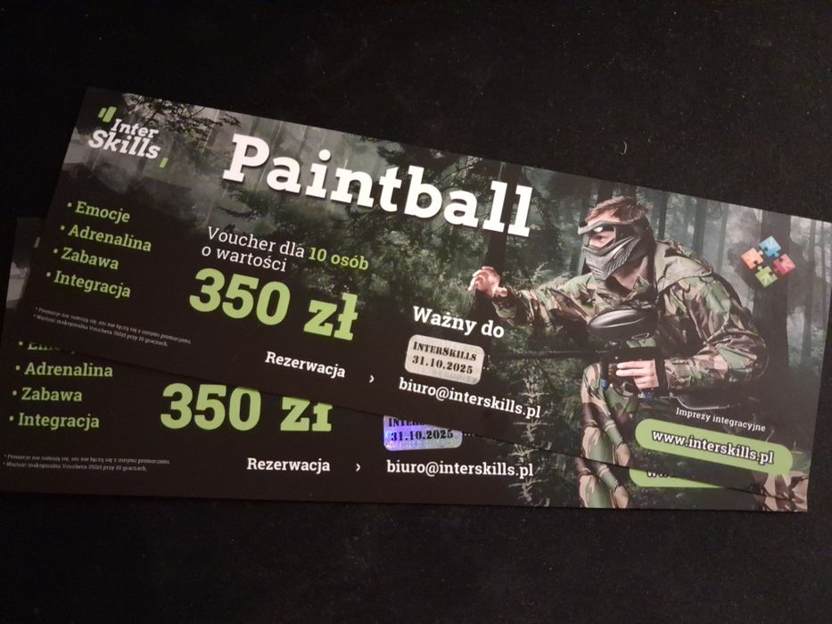 Voucher na paintball dla 10 osób – InterSkills – ważny do 31.10.2025