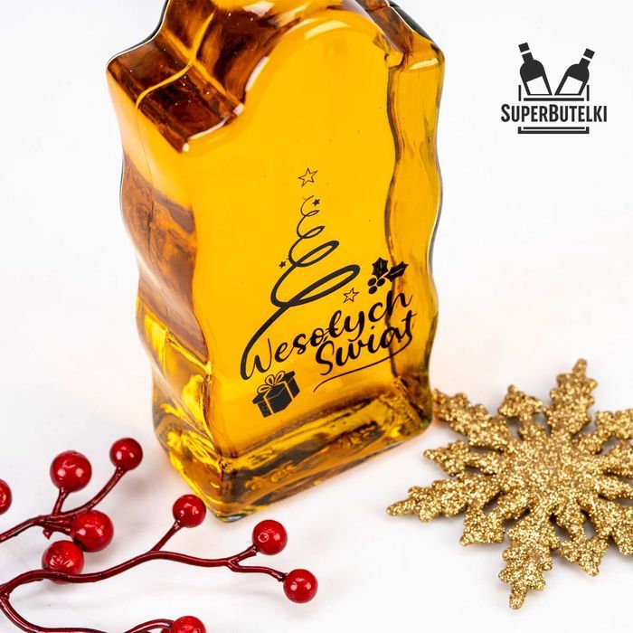 Butelka FALA 500 ml z nadrukiem ŚWIĄTECZNYM butelka na nalewki soki