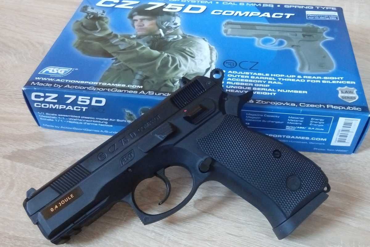 Детский пистолет CZ 75D ASG (Дания) на пульках, игрушечный