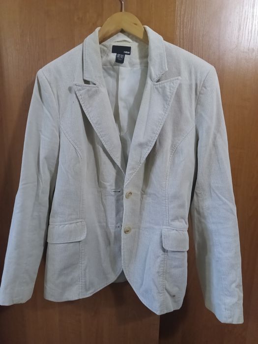 Піджак велветовий жакет кремовий білий світлий HM розмір 42