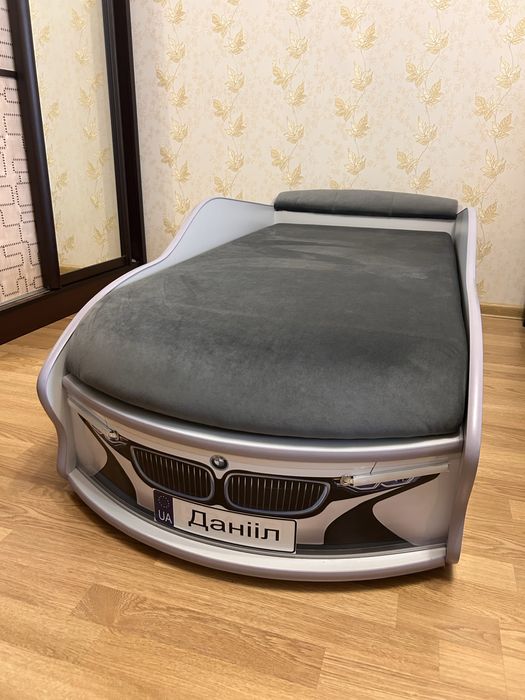 Дитяче ліжко машина БМВ Білий з матрацом