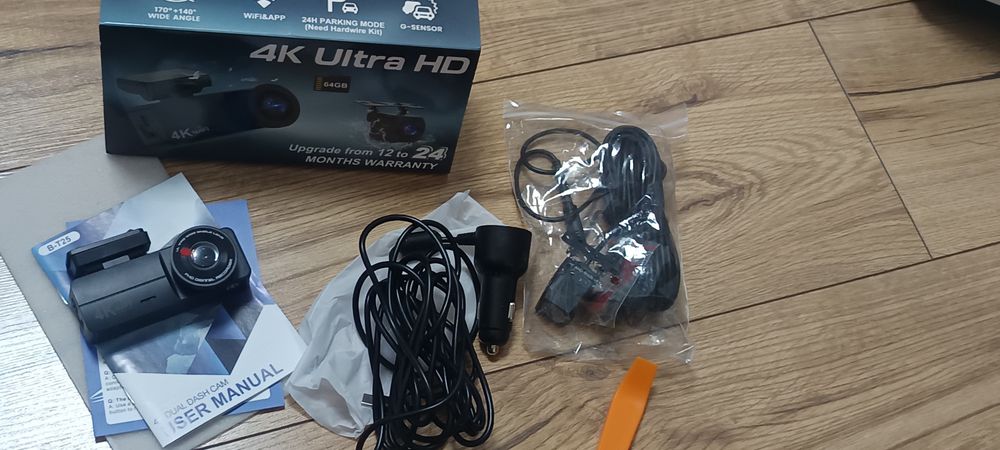 Wideorejestrator kamera samochodowa 4K wifi przód tył 2w1