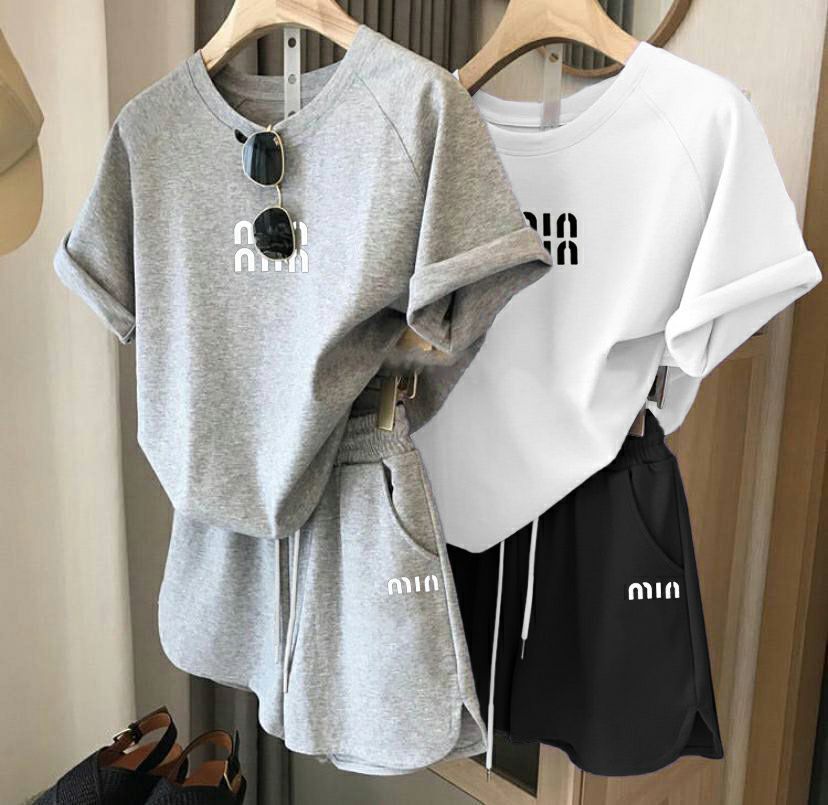 ‼️ Жіночий костюм miu mui: футболка шорти. Р. 42-46, 48-50