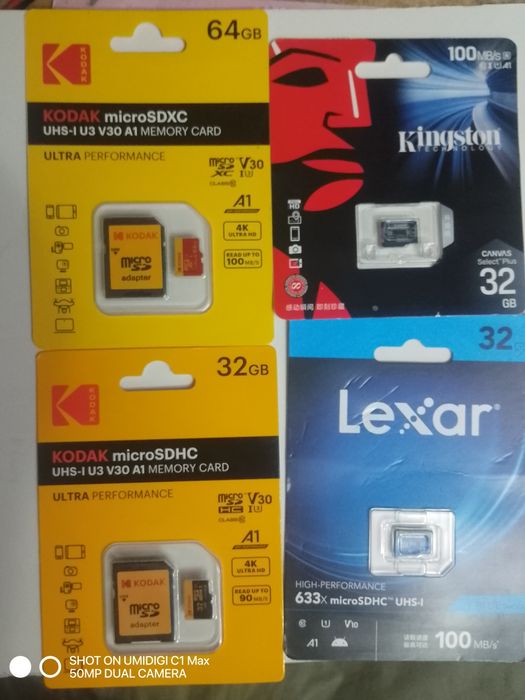 Карта пам'яті kodak,kingstone,lexar 32,64 гіга швидкісна