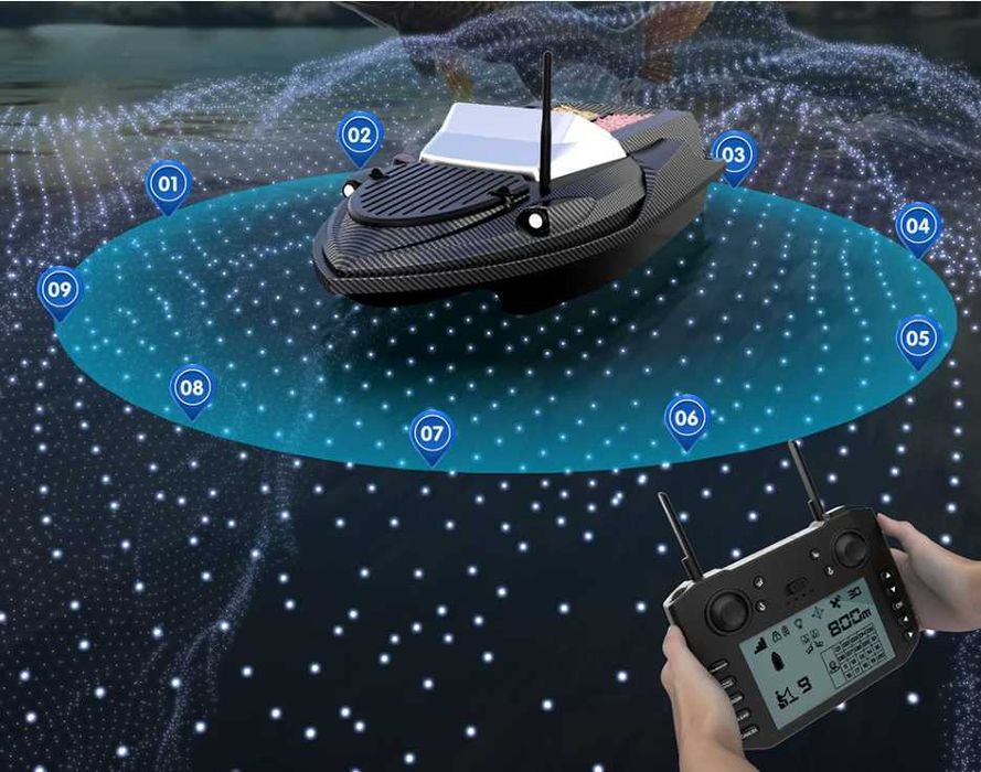 Łódka Zanętowa Flytec V080 GPS Echosonda Auto Powrót Akumulator 20A